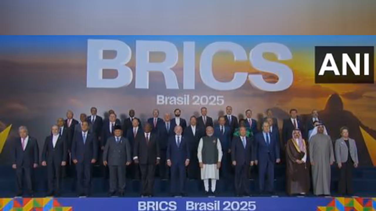 Prime Minister Narendra Modi and other Members, Partners and Outreach invitees gather for the family photo at the 17th BRICS Summit in Rio de Janeiro (Photo/ANI)