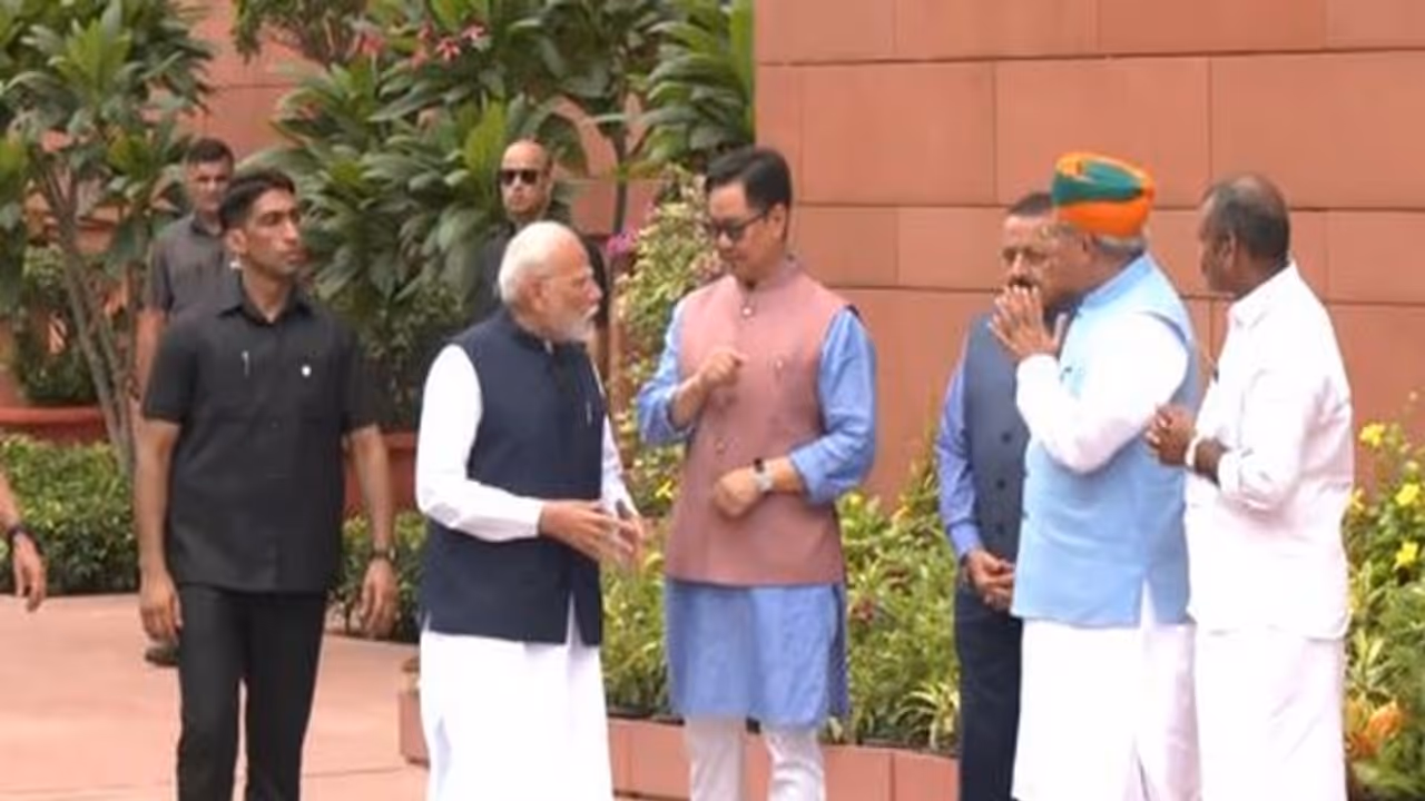 Prime Minister Narendra Modi arrives in Parliament ahead of Monsoon Session(Photo/ANI)