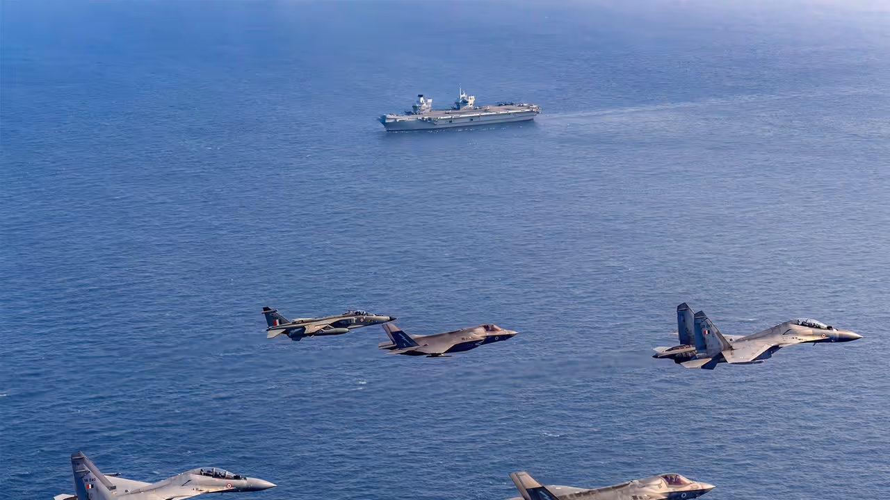 Indian Air Force, Royal Navy conduct joint exercise over Indian Ocean (Photo/X@IAF_MCC)