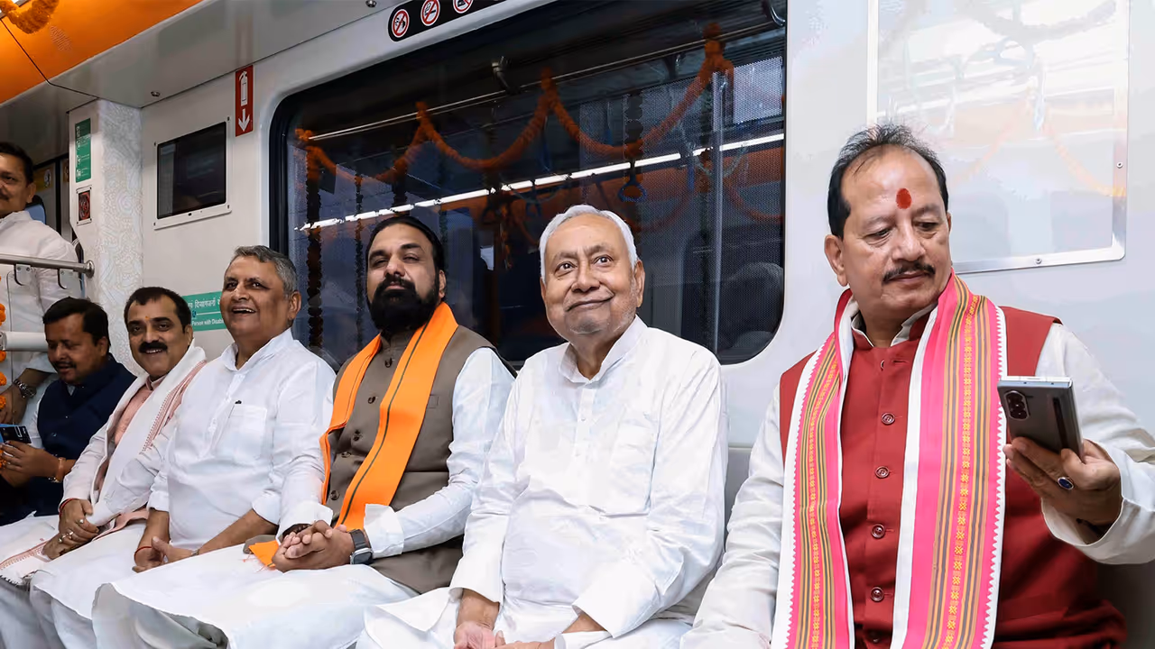 Bihar Chief Minister Nitish Kumar, along with Deputy Chief Ministers Samrat Choudhary and Vijay Kumar Sinha. (File Photo/ANI)