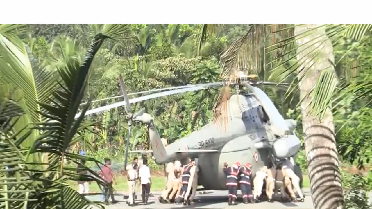 President Murmu’s helicopter stuck briefly on sunken tarmac at Pramadam Stadium (Photo/ANI)