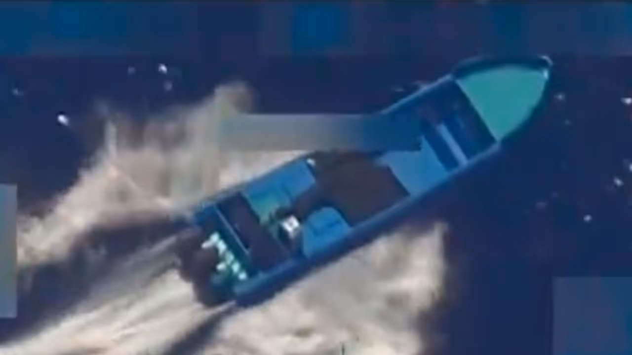 Still of alleged drug vessel in Pacific Ocean (Photo/X@SecWar) 