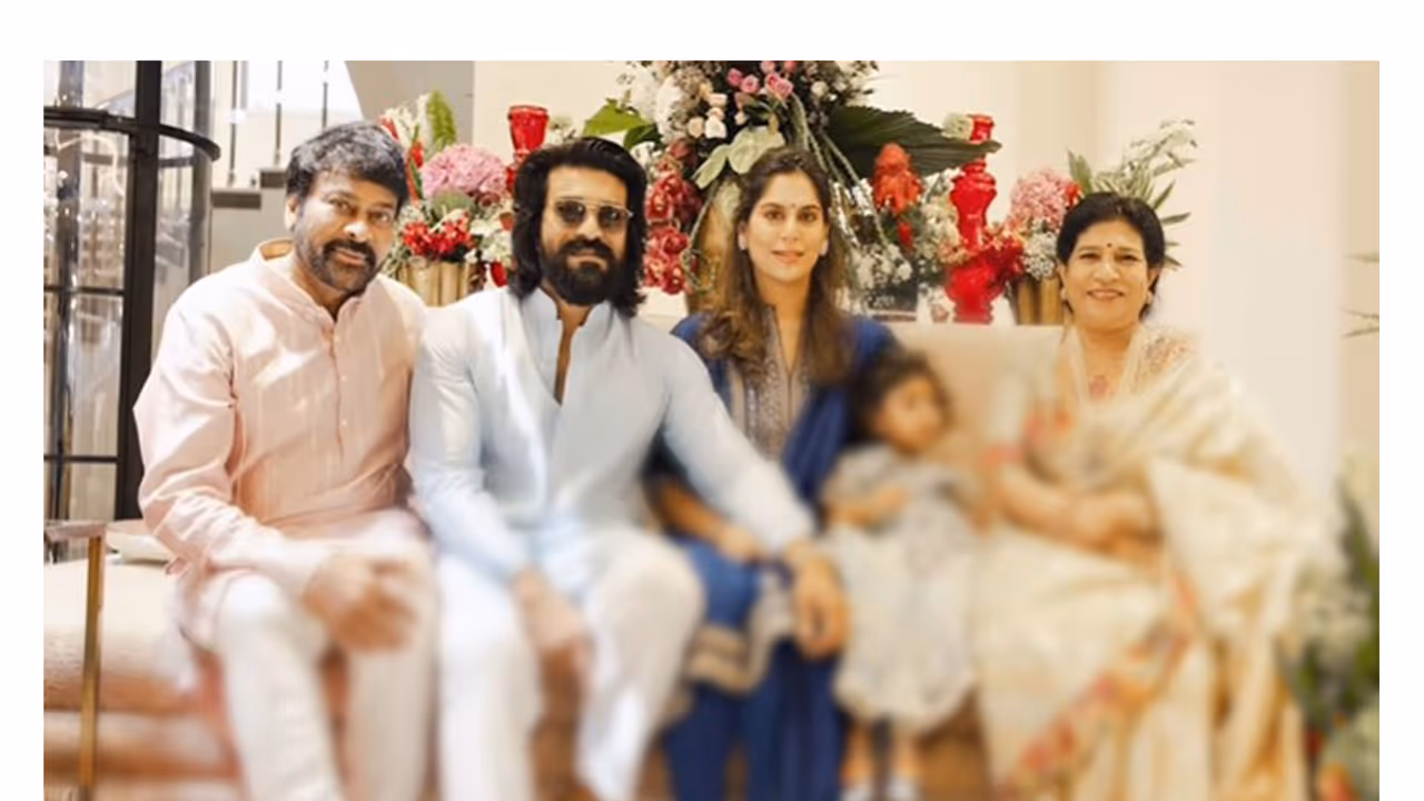 Ram Charan with wife Upasana kamineni and Chiranjeevi (Photo/instagram/@upasanakaminenikonidela)