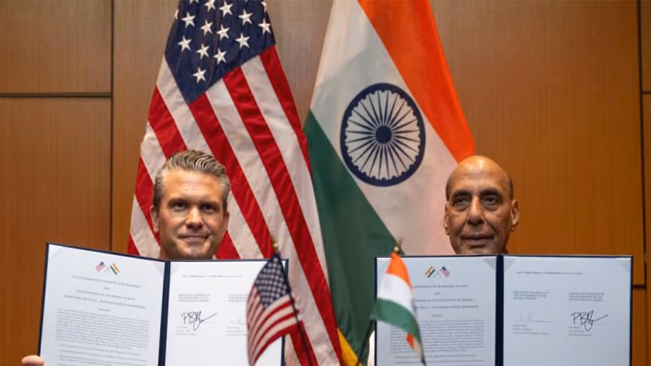 Defence Minister Rajnath Singh and US Secretary of War Pete Hegseth