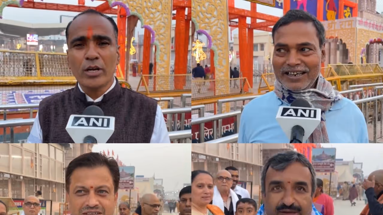 Devotees reach Shri Ram Janmabhoomi Temple ahead of the 'Dhwajarohan'. (Photo/ANI)