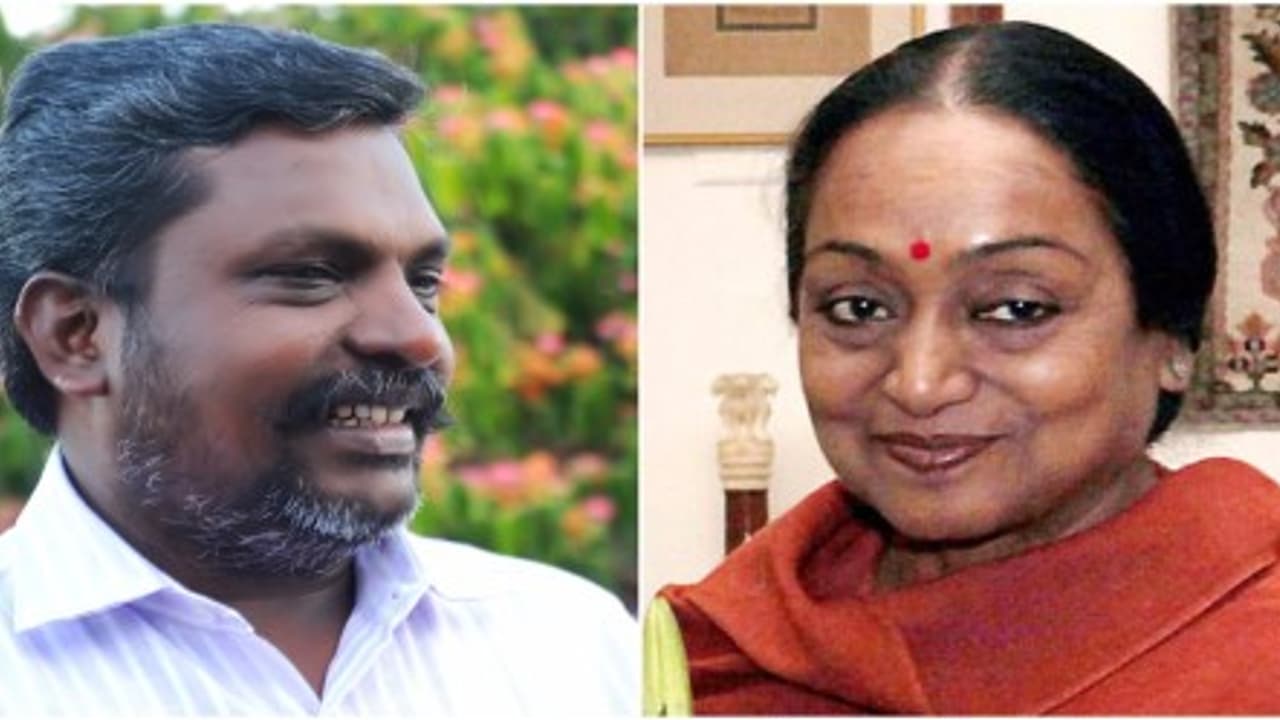 பாஜகவின் ராஜதந்திரத்தை முறியடிக்க மீரா குமார் மிகச் சரியான தேர்வு திருமாவளவன் பாராட்டு.. பாஜகவின் ராஜதந்திரத்தை முறியடிக்க மீரா குமார் மிகச் சரியான தேர்வு திருமாவளவன் பாராட்டு..