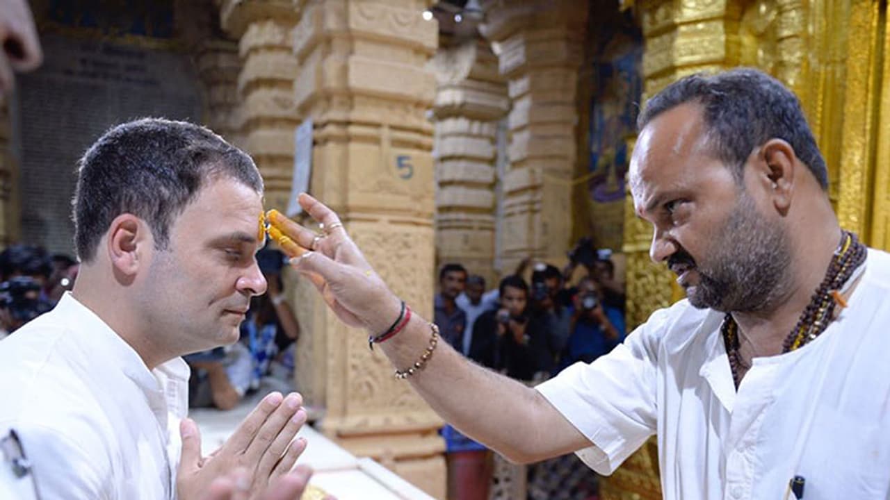 'Janeu dhari Brahmin' Rahul Gandhi begins Madhya Pradesh campaign with prayer at Peetambara Peeth temple