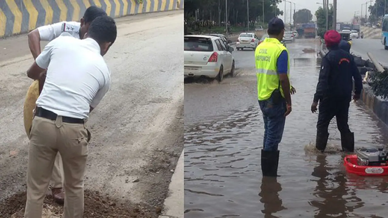 Bengaluru rains: Thank our traffic police for filling the potholes, but where is BBMP when the city needs them? Bengaluru rains: Thank our traffic police for filling the potholes, but where is BBMP when the city needs them?