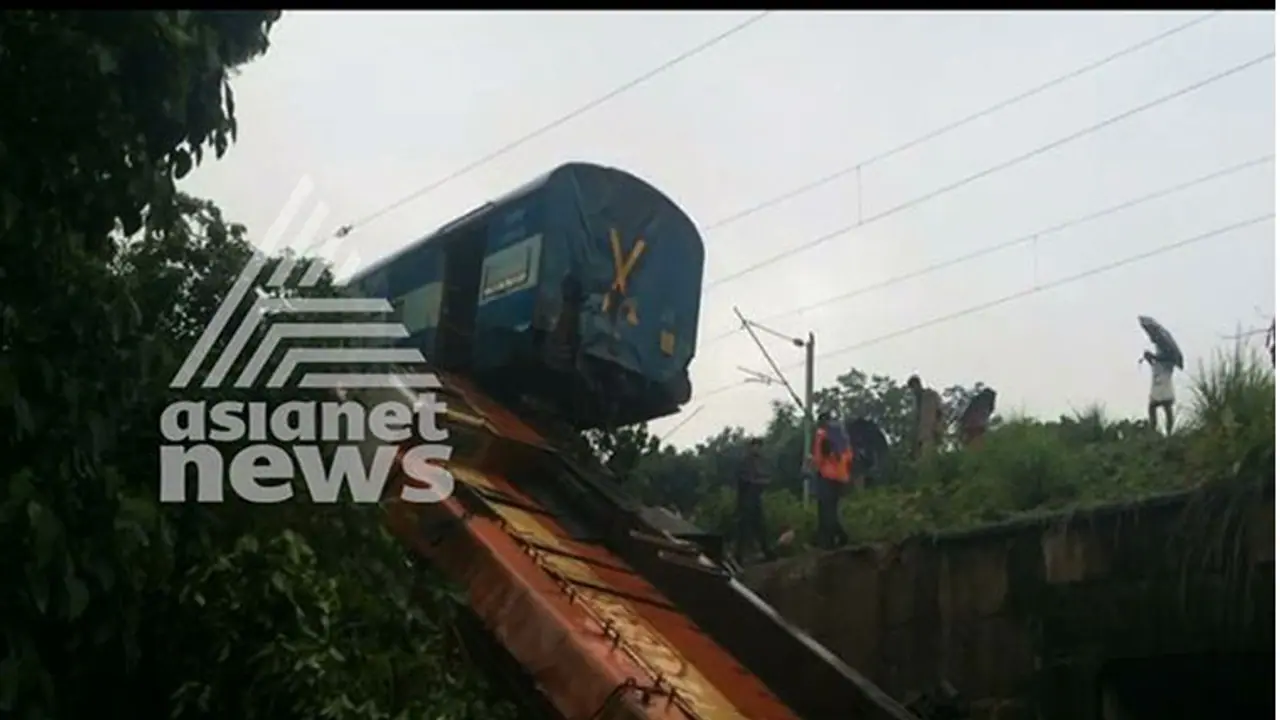 Loco engine overturns in Kannur; pilot jumps to safety Loco engine overturns in Kannur; pilot jumps to safety