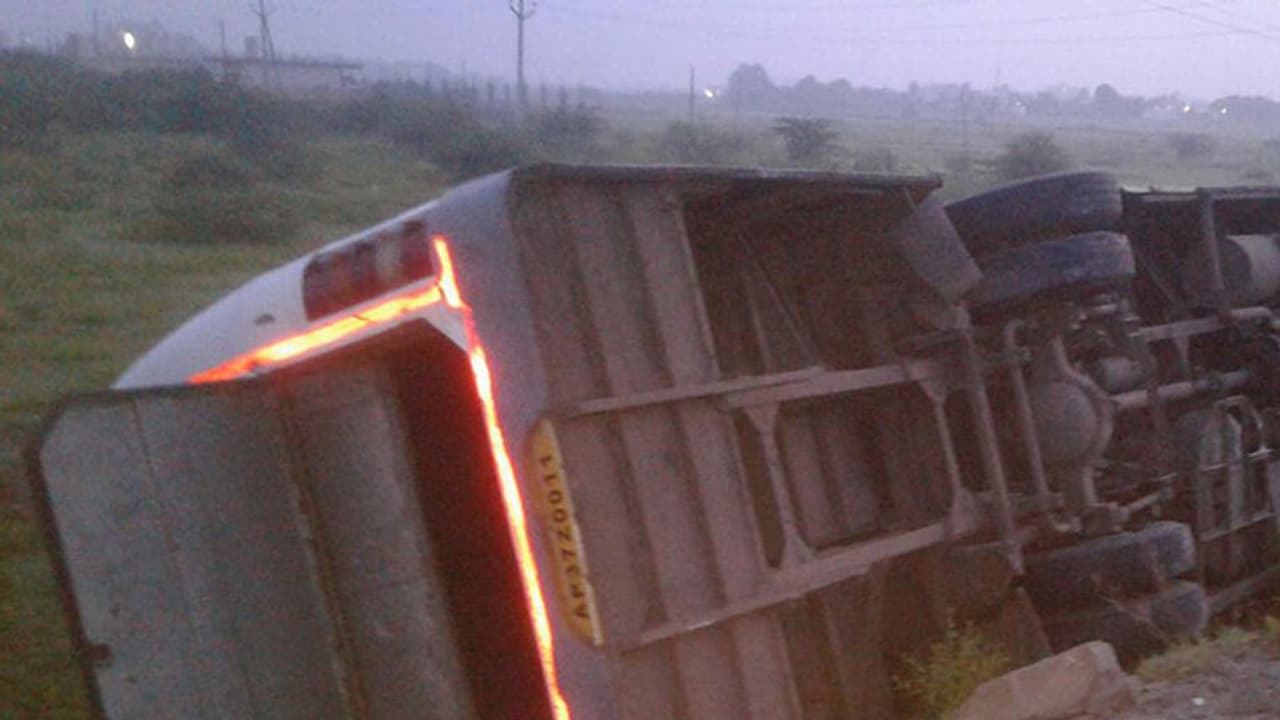 11 Hyderabad DPS school students escape unhurt after bus topples 11 Hyderabad DPS school students escape unhurt after bus topples