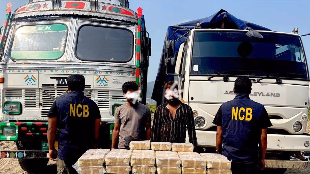 NCB, Guwahati with 53.937 kg of seized Methamphetamine/WY Tablets (Photo/NCB) NCB, Guwahati with 53.937 kg of seized Methamphetamine/WY Tablets (Photo/NCB)