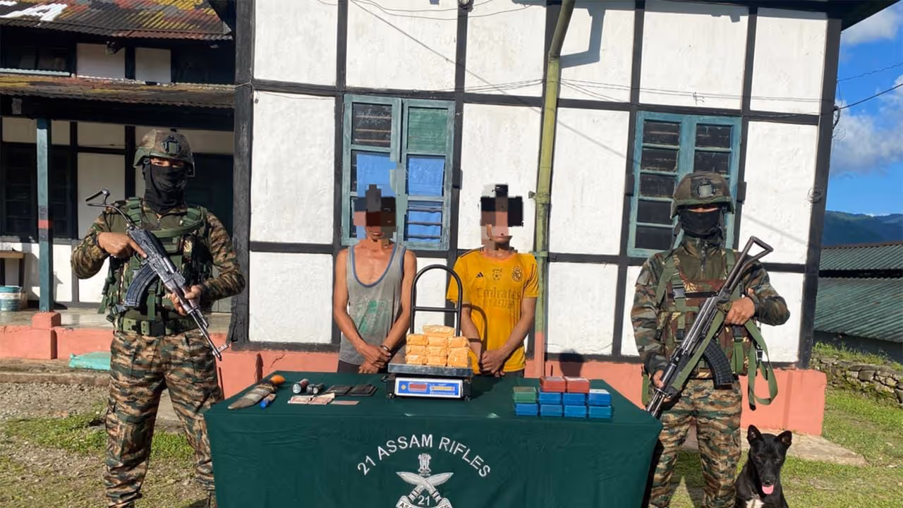 Assam Rifles apprehends two illegal Myanmar nationals, seizes heroin worth Rs 24 lakh in Arunachal Pradesh (Photo: x/@official_dgar) Assam Rifles apprehends two illegal Myanmar nationals, seizes heroin worth Rs 24 lakh in Arunachal Pradesh (Photo: x/@official_dgar)