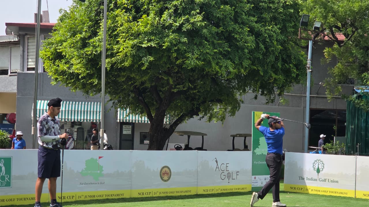 A golfer playing a shot during the NCR Cup Junior Golf Tournament 2026. (Photo: Delhi Golf Society) A golfer playing a shot during the NCR Cup Junior Golf Tournament 2026. (Photo: Delhi Golf Society)
