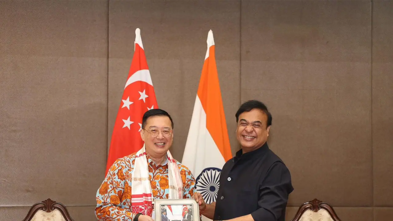 Assam Chief Minister designate Himanta Biswa Sarma and Singapore HC Simon Wong (Photo/@SGinIndia) Assam Chief Minister designate Himanta Biswa Sarma and Singapore HC Simon Wong (Photo/@SGinIndia)