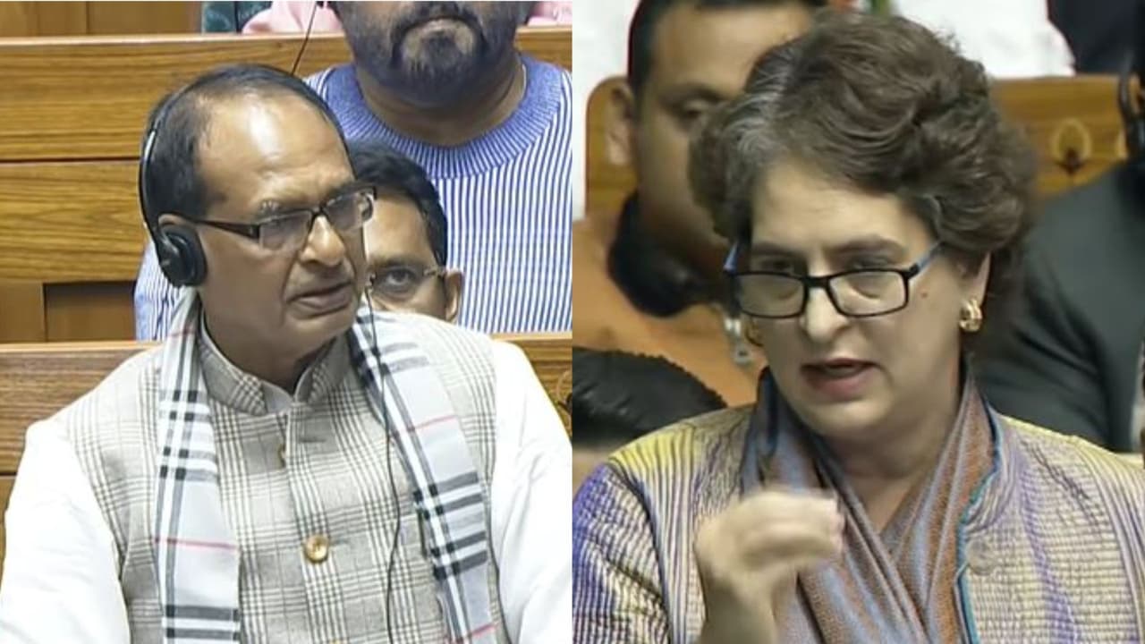 Union Minister Shivraj Singh Chouhan and Congress MP Priyanka Gandhi Vadra (Photo/Sansad TV) Union Minister Shivraj Singh Chouhan and Congress MP Priyanka Gandhi Vadra (Photo/Sansad TV)