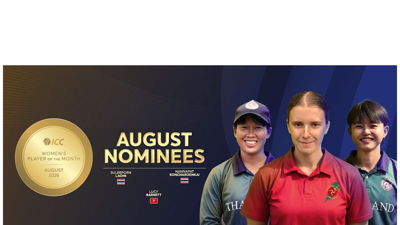 Suleeporn Laomi, Nannapat Koncharoenkai, Lucy Barnett shortlisted for ICC Women’s Player of the Month for August (Photo: ICC website) Suleeporn Laomi, Nannapat Koncharoenkai, Lucy Barnett shortlisted for ICC Women’s Player of the Month for August (Photo: ICC website)