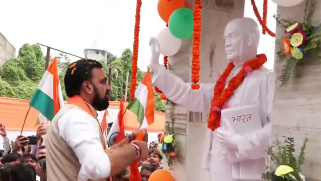 Bihar Chief Minister Samrat Choudhary pays tribute to Dr BR Ambedkar (Photo/ANI) Bihar Chief Minister Samrat Choudhary pays tribute to Dr BR Ambedkar (Photo/ANI)