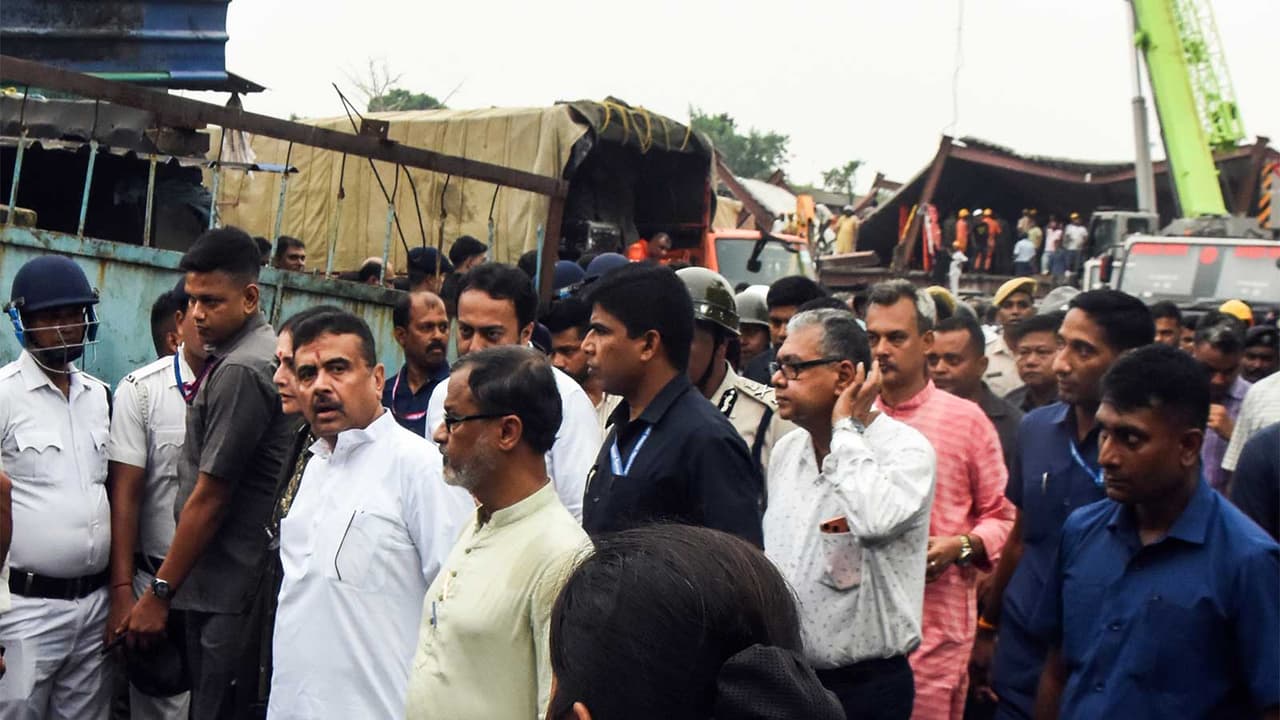 West Bengal Chief Minister Suvendu Adhikari at the site after an under construction godown shed collapsed in Taratala, Kolkata (Photo/ANI) West Bengal Chief Minister Suvendu Adhikari at the site after an under construction godown shed collapsed in Taratala, Kolkata (Photo/ANI)