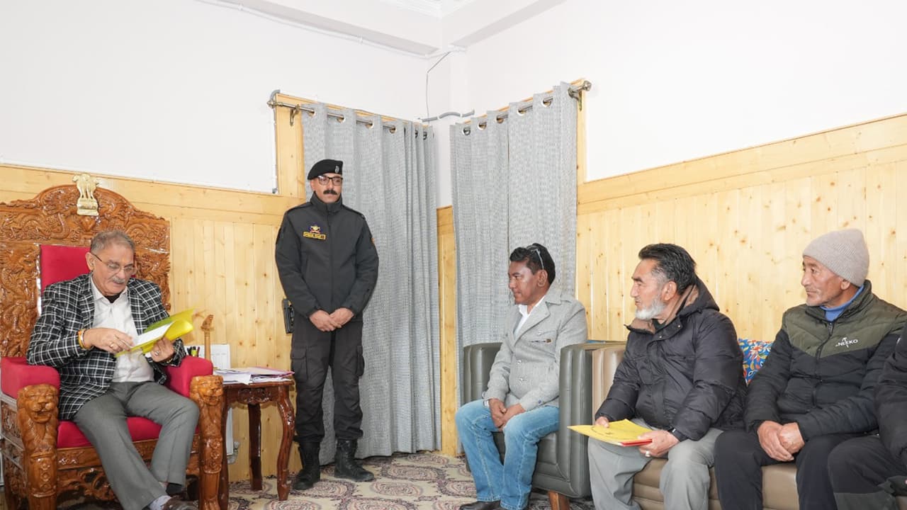 A delegation from Chuchot Gongma, led by former Councillor Shri Mirza Hussain, called on Lt Governor. (Photo/X@lg_ladakh) A delegation from Chuchot Gongma, led by former Councillor Shri Mirza Hussain, called on Lt Governor. (Photo/X@lg_ladakh)