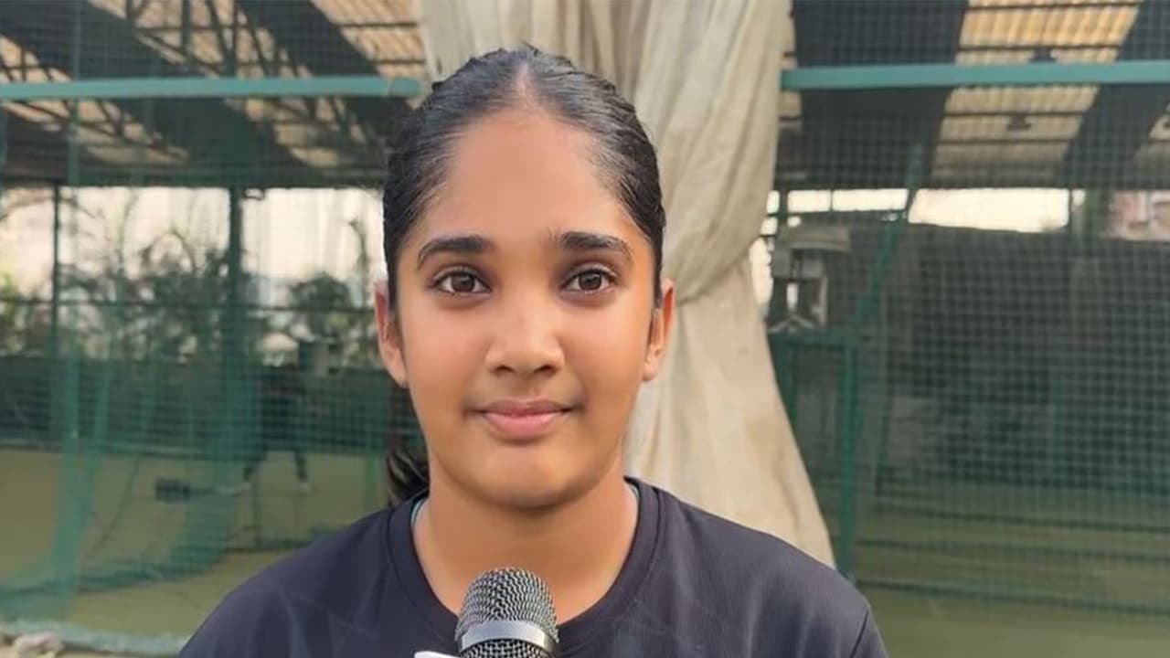 Navya Patel, a young cricket player from Surat, Gujarat. (Photo/ANI) Navya Patel, a young cricket player from Surat, Gujarat. (Photo/ANI)