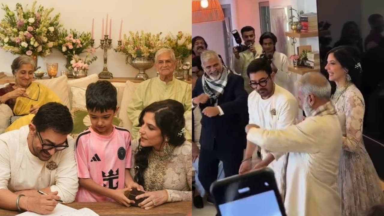 Aamir Khan and Gauri Spratt (Photos/instagram/@spicesocial/ @irfanpathan_official) Aamir Khan and Gauri Spratt (Photos/instagram/@spicesocial/ @irfanpathan_official)