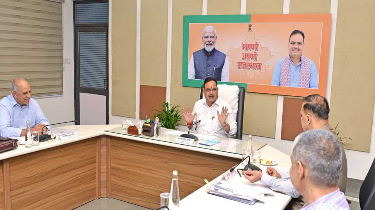 Chief minister Bhajanlal Sharma chaired review meeting (Photo/ANI) Chief minister Bhajanlal Sharma chaired review meeting (Photo/ANI)