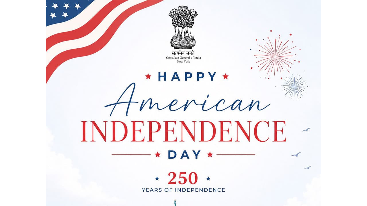 Indian Consultate in New York wishes America its 250th Independence Day (Photo/X/@IndiainNewYork) Indian Consultate in New York wishes America its 250th Independence Day (Photo/X/@IndiainNewYork)