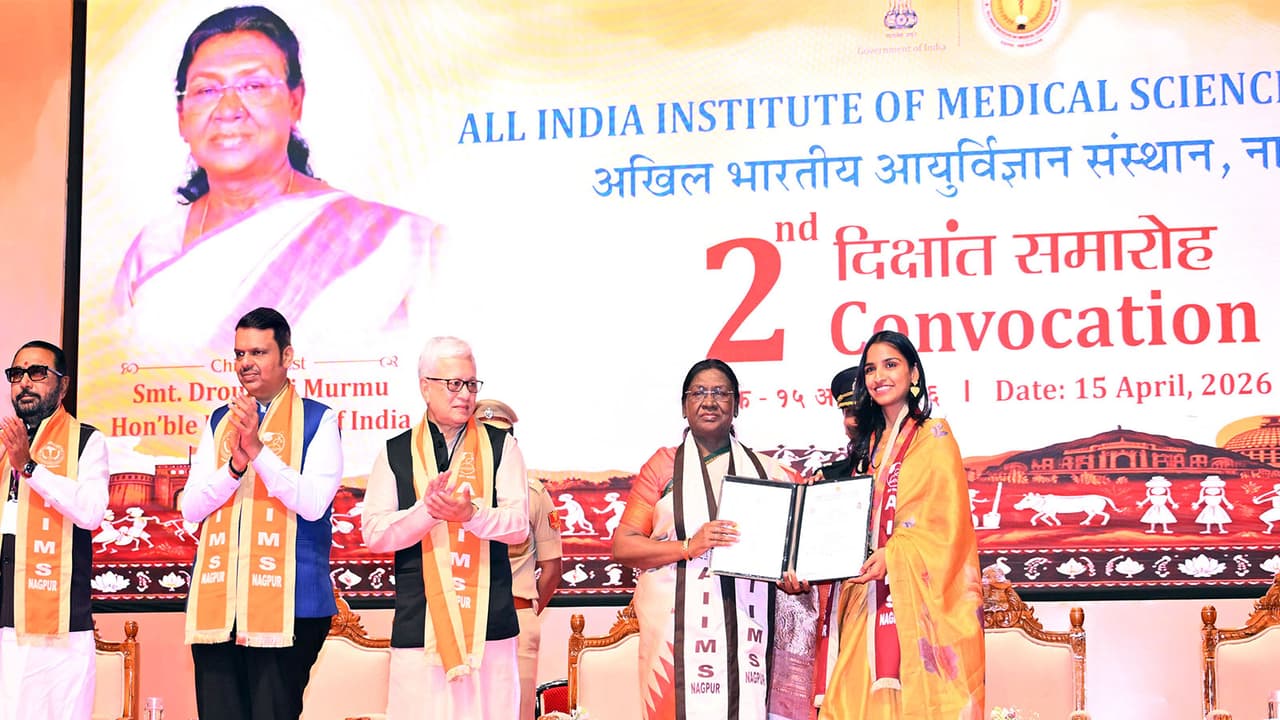 President Droupadi Murmu attends convocation ceremony at AIIMS Nagpur (Photo/President Secretariat) President Droupadi Murmu attends convocation ceremony at AIIMS Nagpur (Photo/President Secretariat)