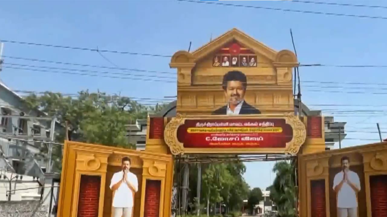 Preparations underway for CM Vijay's Tiruchirappalli rally on June 1 (Photo/ANI) Preparations underway for CM Vijay's Tiruchirappalli rally on June 1 (Photo/ANI)