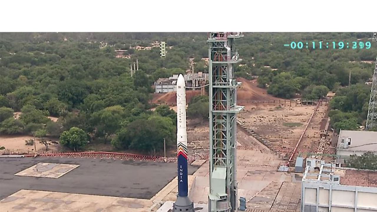 Vikram 1 India's first privately developed orbital rocket stands over 𝗟𝗮𝘂𝗻𝗰𝗵 𝗣𝗮𝗱 𝗮𝘁 𝗦𝗛𝗔𝗥 before its launch from the Satish Dhawan Space Centre, in Sriharikota (File photo/ANI) Vikram 1 India's first privately developed orbital rocket stands over 𝗟𝗮𝘂𝗻𝗰𝗵 𝗣𝗮𝗱 𝗮𝘁 𝗦𝗛𝗔𝗥 before its launch from the Satish Dhawan Space Centre, in Sriharikota (File photo/ANI)
