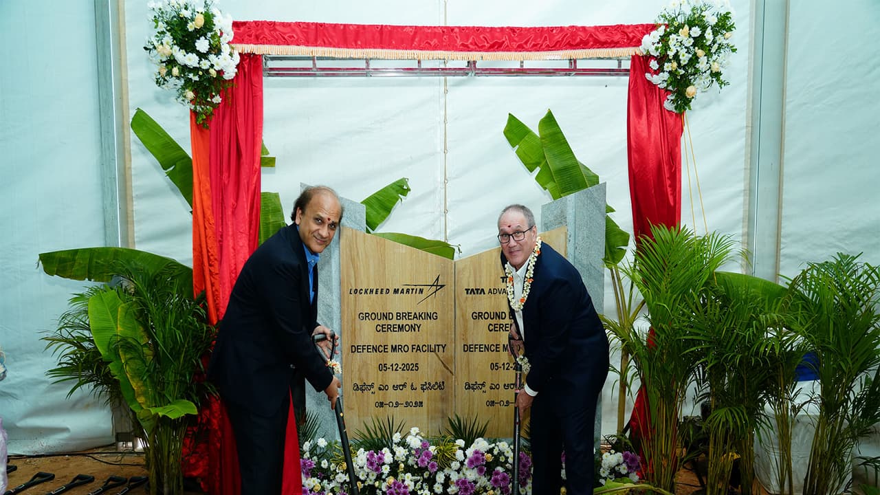 Sukaran Singh, Chief Executive Officer and Managing Director, Tata Advanced Systems and Frank St. John, Chief Operating Officer, Lockheed Martin at ground breaking ceremony of Tata Advanced Systems C 130 defence MRO facility in Bengaluru (Image: Tata Advanced Systems)