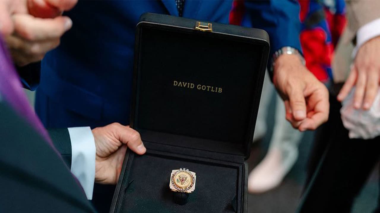 Freedom 250 watch sized gold ring presented to US Envoy to Belgium to gift to US President Donald Trump (Photo/X/@USAmbToBelgium) Freedom 250 watch sized gold ring presented to US Envoy to Belgium to gift to US President Donald Trump (Photo/X/@USAmbToBelgium)