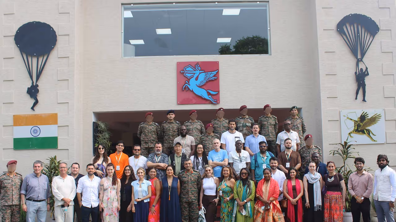 A foreign media delegation comprising 38 journalists from 11 countries visited the Shatrujeet Brigade of the Indian Army to witness its HADR capabilities (Photo: x/@adgpi) A foreign media delegation comprising 38 journalists from 11 countries visited the Shatrujeet Brigade of the Indian Army to witness its HADR capabilities (Photo: x/@adgpi)