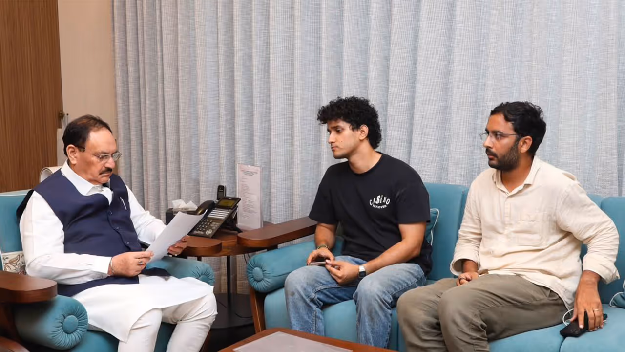Union Home Minister meets CJP chief spokesperson Saurav Das and its leader Ashutosh Ranka (Photo/X@JPNadda) Union Home Minister meets CJP chief spokesperson Saurav Das and its leader Ashutosh Ranka (Photo/X@JPNadda)