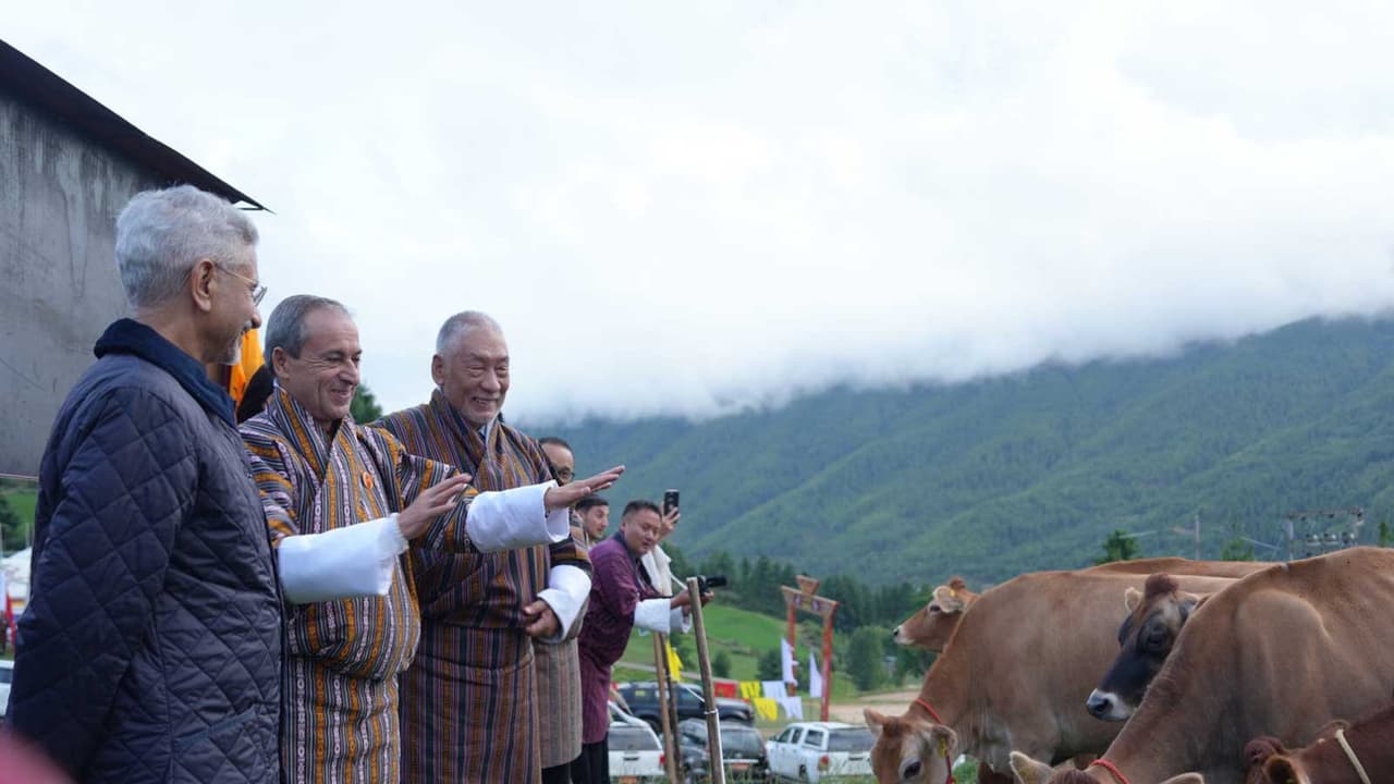 EAM S Jaishankar handed over 43 pureline Jersey cows to Bhutan (Photo/X/@DrSJaishankar) EAM S Jaishankar handed over 43 pureline Jersey cows to Bhutan (Photo/X/@DrSJaishankar)