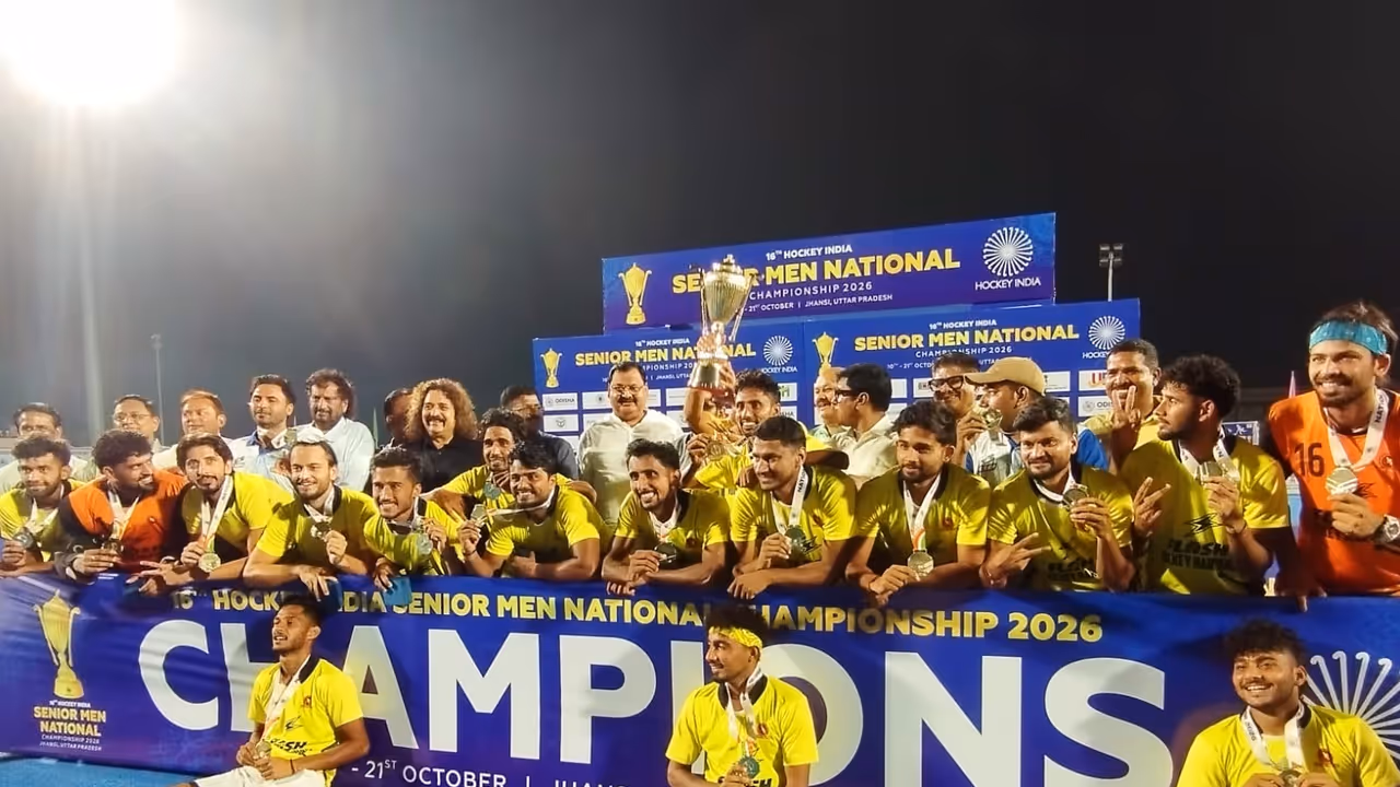 Hockey Haryana lifting 16th Hockey India Senior National Championship 2026 (Image: HI) Hockey Haryana lifting 16th Hockey India Senior National Championship 2026 (Image: HI)