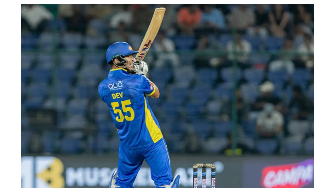 Dev Lakra of Purani Dilli 6 in action during Delhi Premier League 2026 (Image: DPL) Dev Lakra of Purani Dilli 6 in action during Delhi Premier League 2026 (Image: DPL)