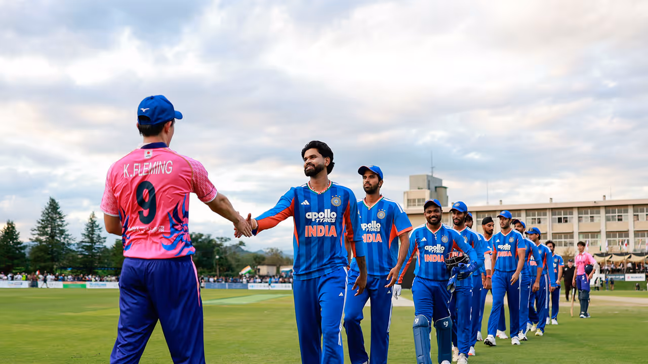 Japan captain Kendel Kadowaki Fleming shaking hands with India captain Shreyas Iyer (Photo: X/@BCCI) Japan captain Kendel Kadowaki Fleming shaking hands with India captain Shreyas Iyer (Photo: X/@BCCI)