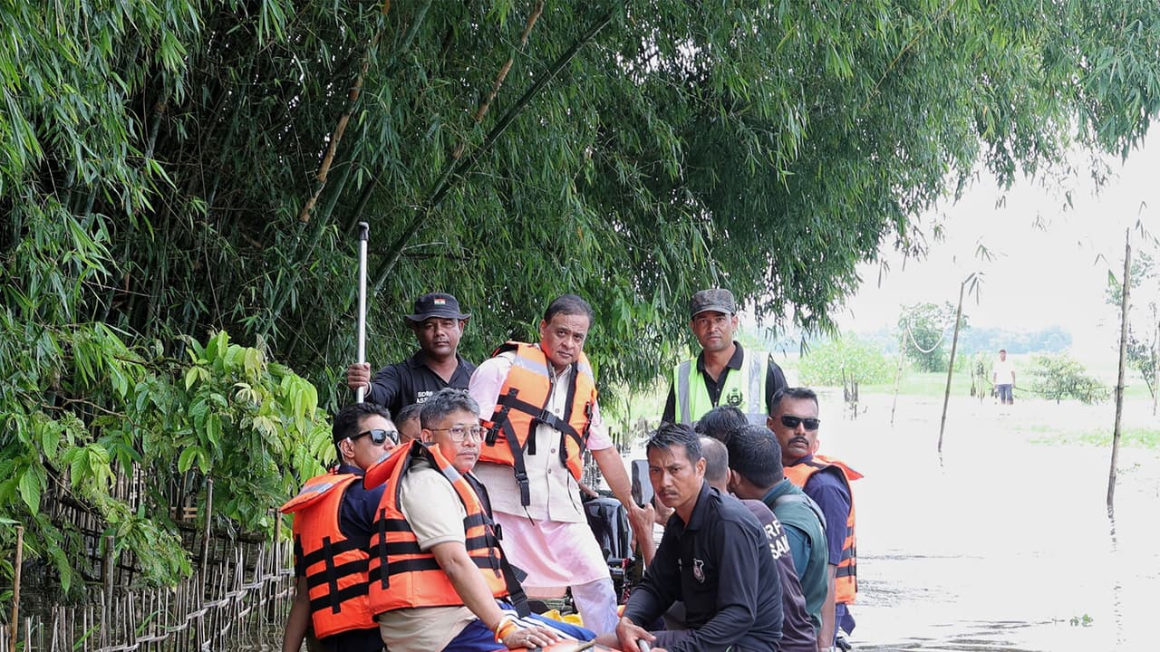 Assam CM Himanta Biswa Sarma visits flood affected area (File Photo:X@himantabiswa) Assam CM Himanta Biswa Sarma visits flood affected area (File Photo:X@himantabiswa)