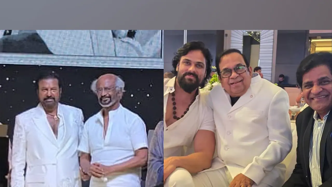 Rajinikanth celebrates Mohan Babu (Photo/Instagram@arpitranka) Rajinikanth celebrates Mohan Babu (Photo/Instagram@arpitranka)