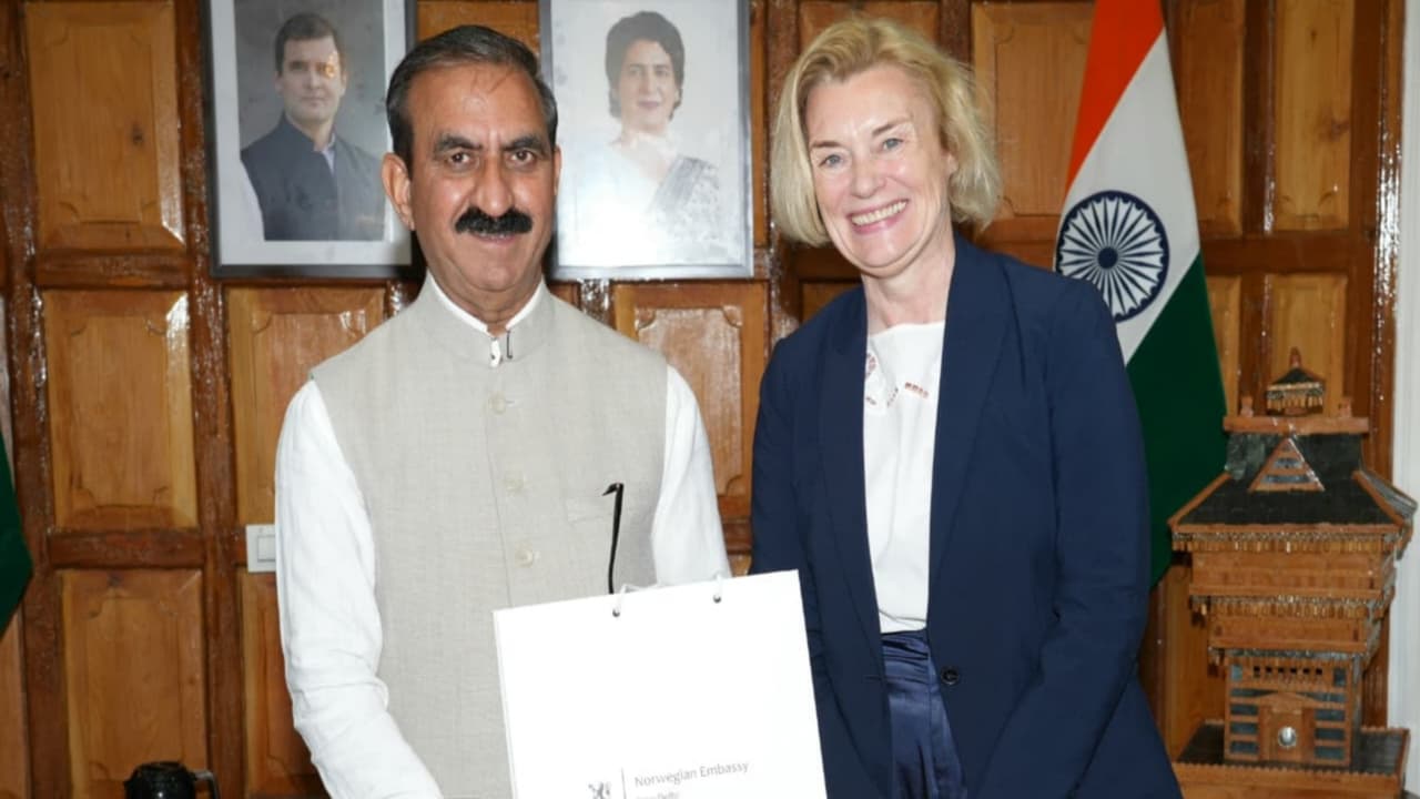 Chief Minister Sukhvinder Singh Sukhu, Ambassador of Norway to India May Elin Stener (Photo/ANI) Chief Minister Sukhvinder Singh Sukhu, Ambassador of Norway to India May Elin Stener (Photo/ANI)