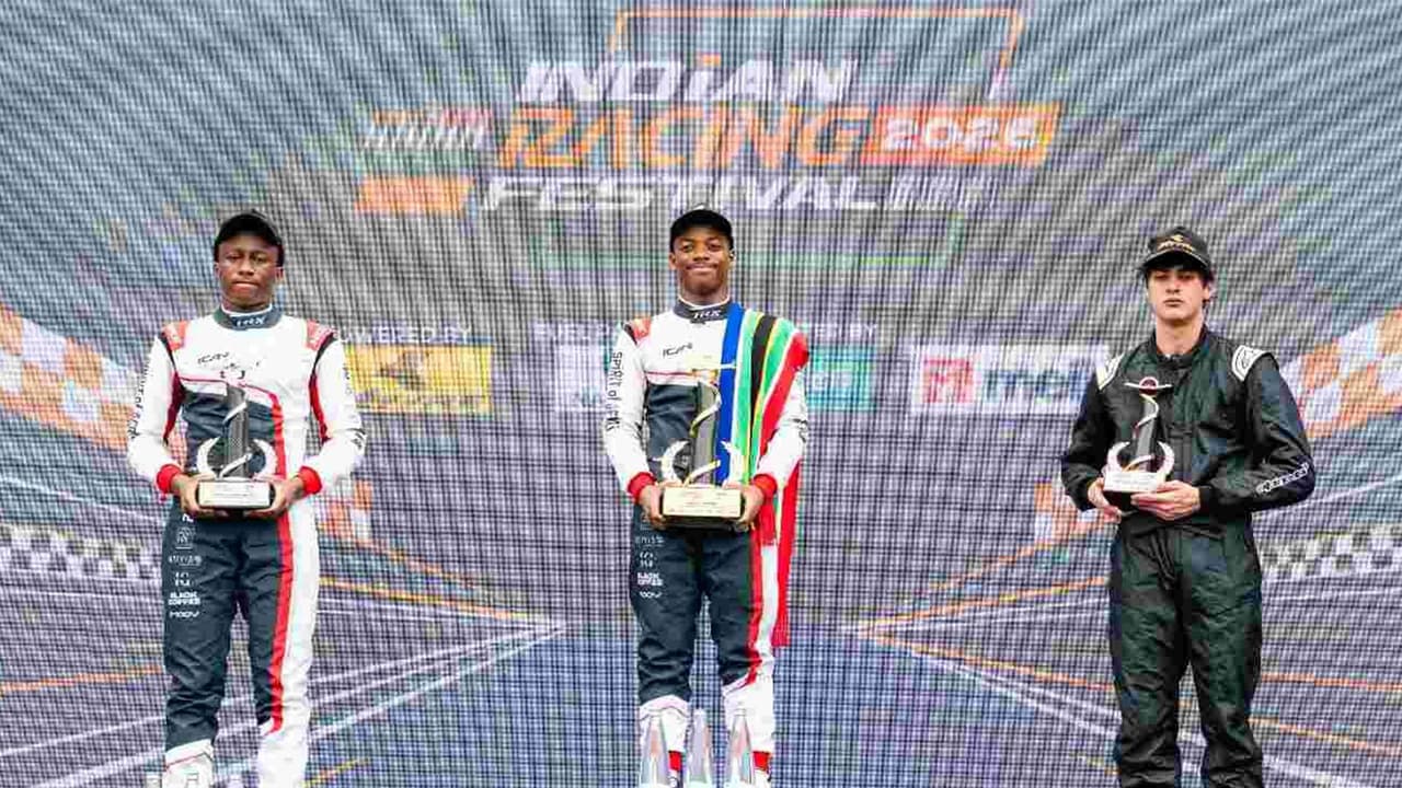 From left to right Ntiyiso Mabunda, Luviwe Sambudla and Aryan Narola. (Photo: F4 Indian Championship) From left to right Ntiyiso Mabunda, Luviwe Sambudla and Aryan Narola. (Photo: F4 Indian Championship)
