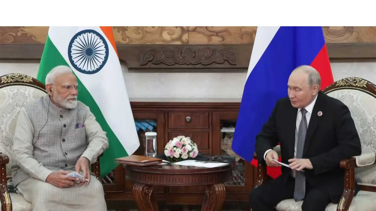 Prime Minister Narendra Modi meets Russian President Vladimir Putin on the sidelines of the Shanghai Cooperation Organisation (SCO) summit in Kyrgyzstan. (Photo/ANI) Prime Minister Narendra Modi meets Russian President Vladimir Putin on the sidelines of the Shanghai Cooperation Organisation (SCO) summit in Kyrgyzstan. (Photo/ANI)