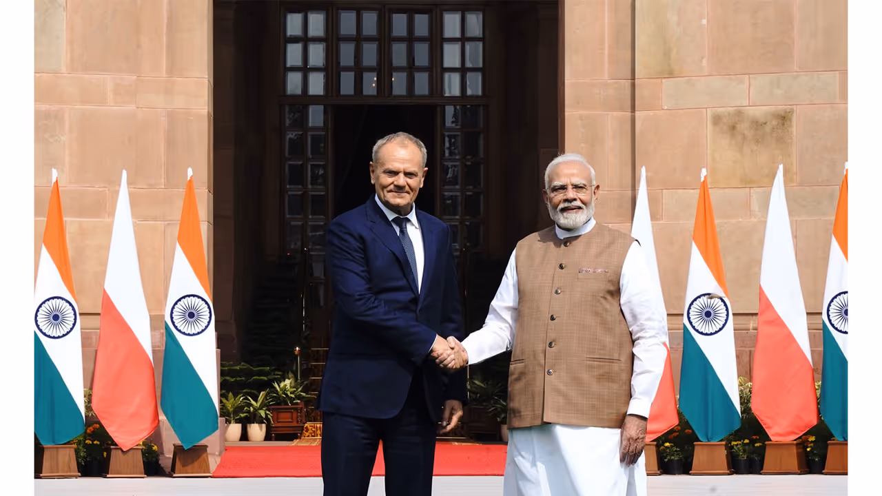 Prime Minister Narendra Modi with his Polish counterpart Donald Tusk. (Photo: X/@MEAIndia) Prime Minister Narendra Modi with his Polish counterpart Donald Tusk. (Photo: X/@MEAIndia)