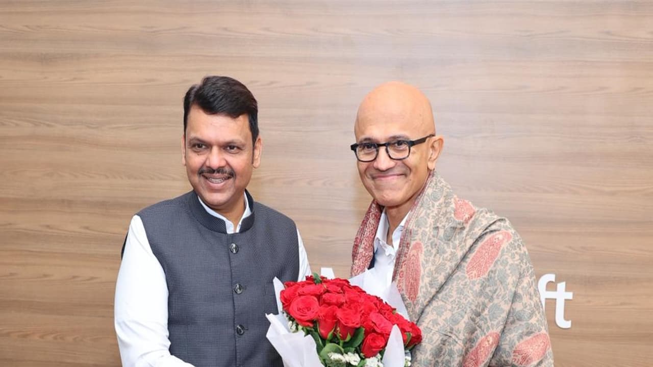 Maharashtra Chief Minister Devendra Fadnavis and Chairman and CEO of Microsoft Satya Nadella (Image: X/@Dev_Fadnavis) Maharashtra Chief Minister Devendra Fadnavis and Chairman and CEO of Microsoft Satya Nadella (Image: X/@Dev_Fadnavis)
