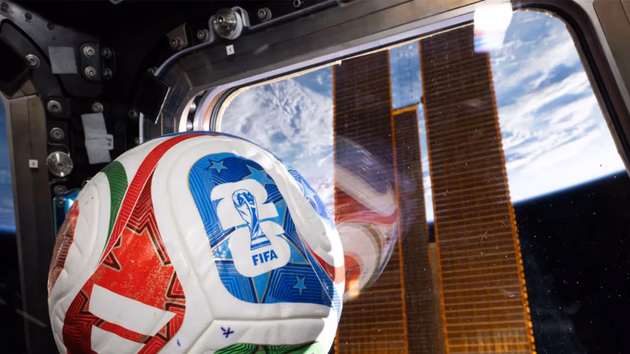 FIFA World Cup ball, Trionda, reaches space (Photo/NASA) FIFA World Cup ball, Trionda, reaches space (Photo/NASA)