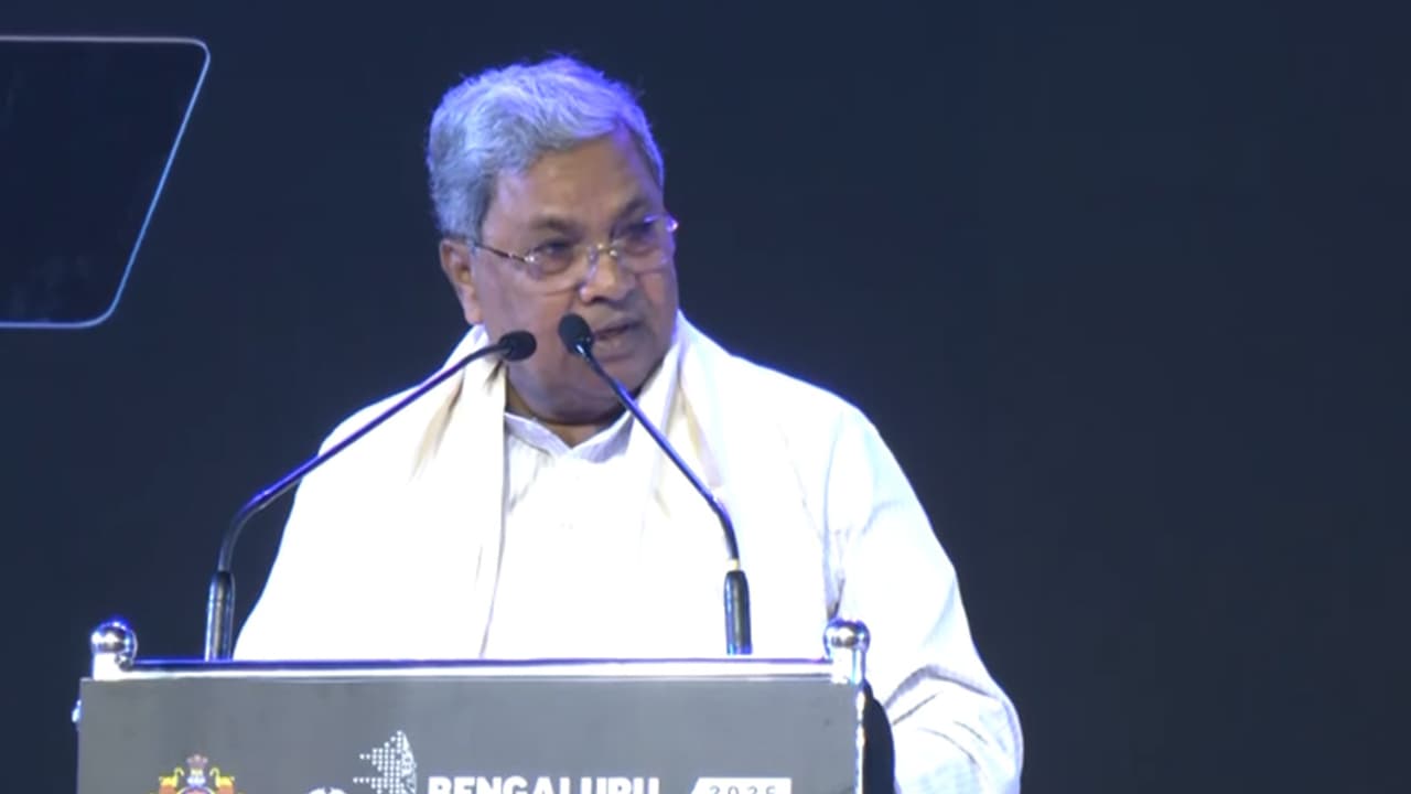 Karnataka CM Siddaramaiah during the inauguration ceremony of Bengaluru Tech Summit 2025. (Photo/ANI)