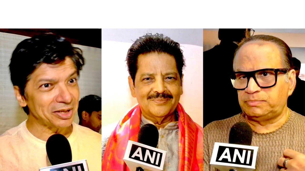 Shaan, Udit Narayan, Ramesh Taurani (Photo/ANI) Shaan, Udit Narayan, Ramesh Taurani (Photo/ANI)