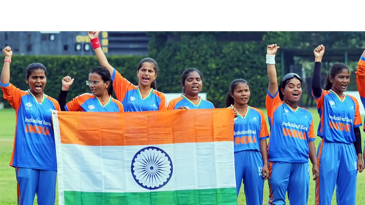 Indian blind women's team celebrating the World Cup win (Photo: ANI) Indian blind women's team celebrating the World Cup win (Photo: ANI)