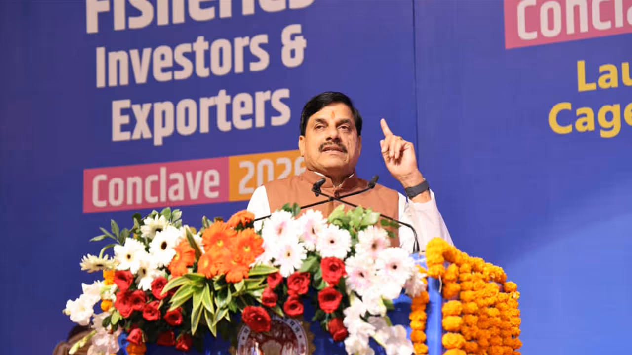 MP CM Mohan Yadav addressing Fisheries Investors and Exporters Conclave 2026 (Photo/ X @CMMadhyaPradesh) MP CM Mohan Yadav addressing Fisheries Investors and Exporters Conclave 2026 (Photo/ X @CMMadhyaPradesh)
